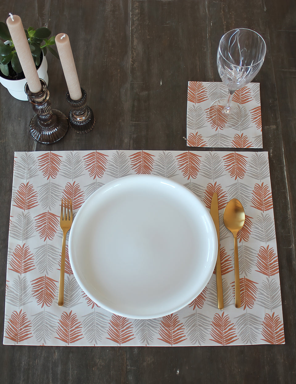 Autumn Amerikan Servisi 35x50 cm Gri Kiremit Pamuklu