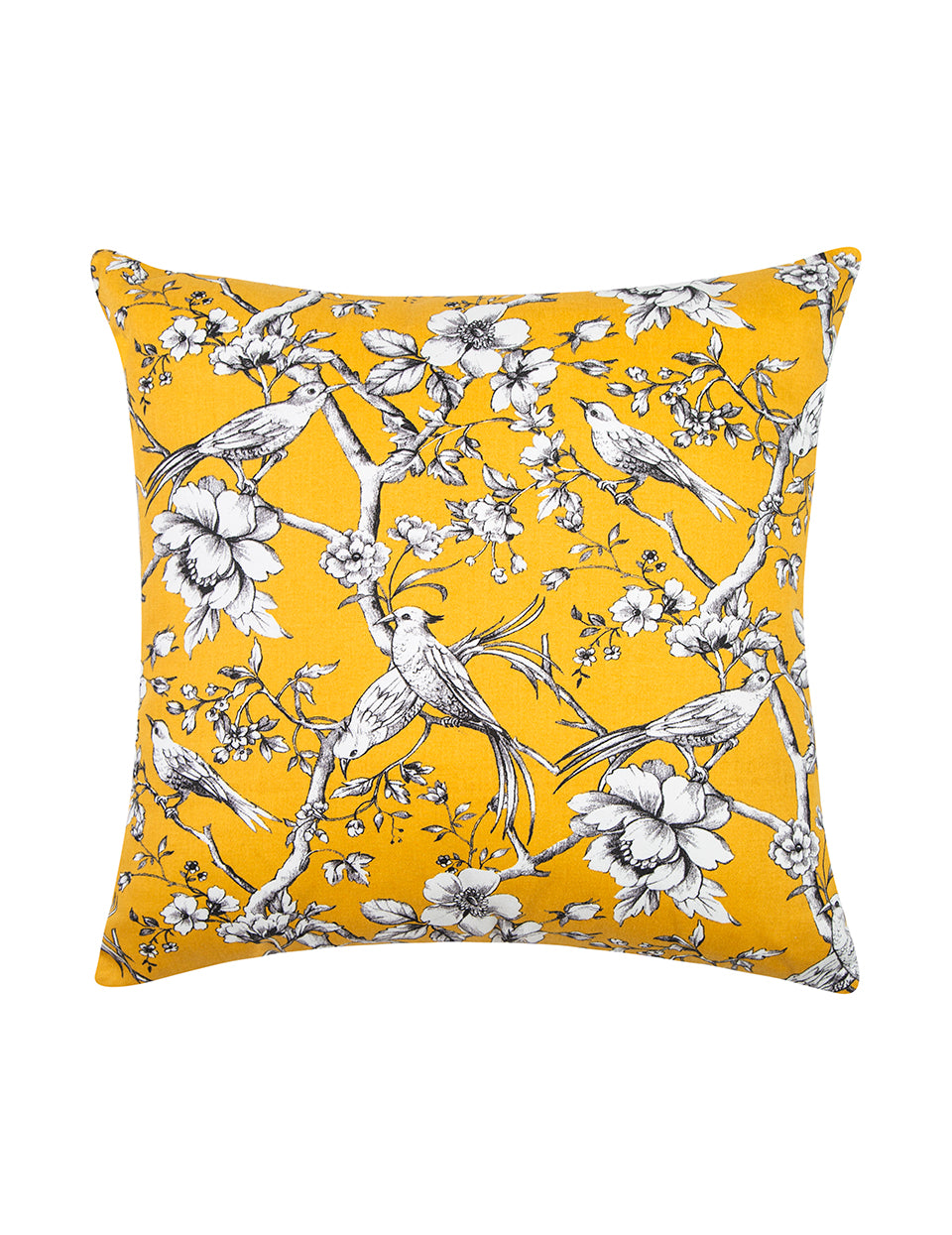Birds Sarı Beyaz Kuşlu 45x45 cm Kırlent Kılıfı