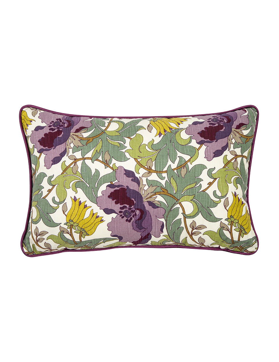 Garden Yeşil Mor Çiçekli 35x50 cm Kırlent Kılıfı