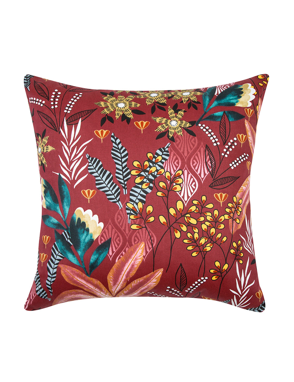 Fleur Bordo Renkli Çiçekli 50x50 cm Kırlent Kılıfı