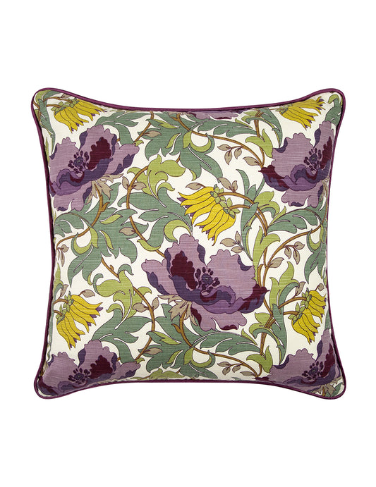 Garden Yeşil Mor Çiçekli 50x50 cm Kırlent Kılıfı